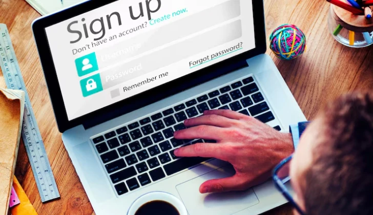 a person entering Log in information