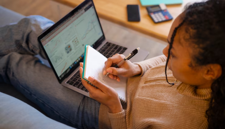 a woman preparing content