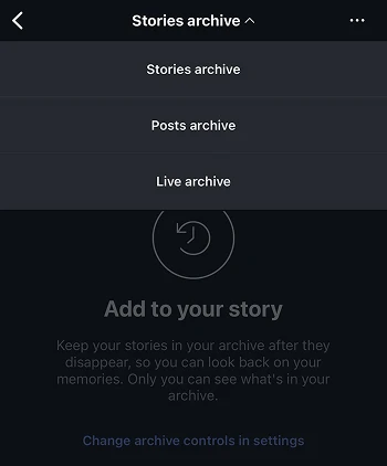 choose between story or post archive