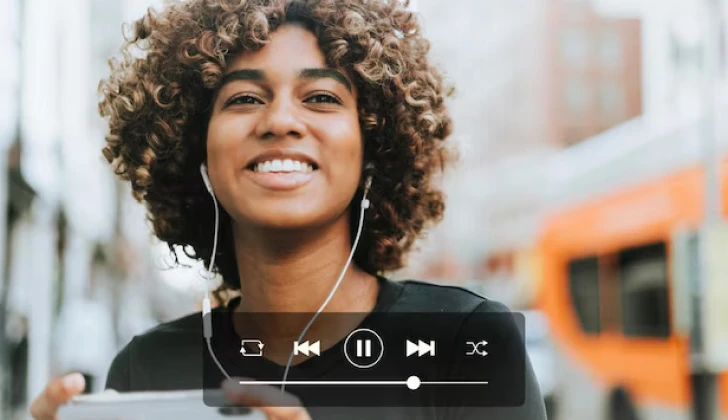 a girl listening to music