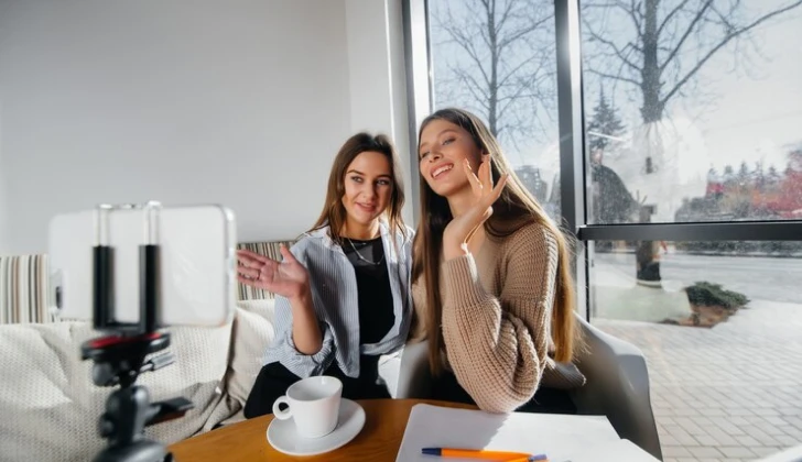 two influencers recording a video