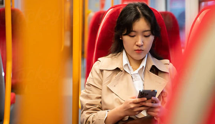 a girl checking her phone