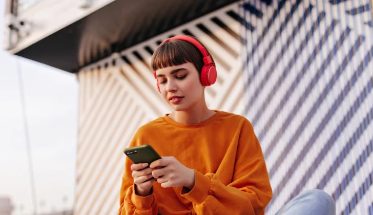 a girl listening to music
