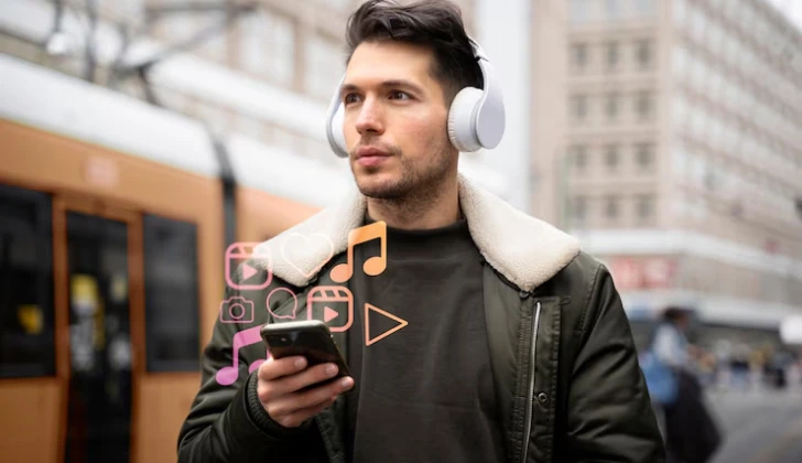 a guy listening to music