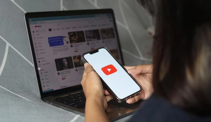 a girl checking Youtube