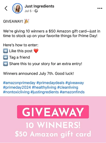 Giveaway Post on Facebook