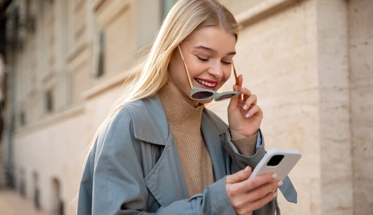 a girl checking her phone