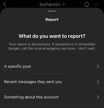 Report Process on Instagram