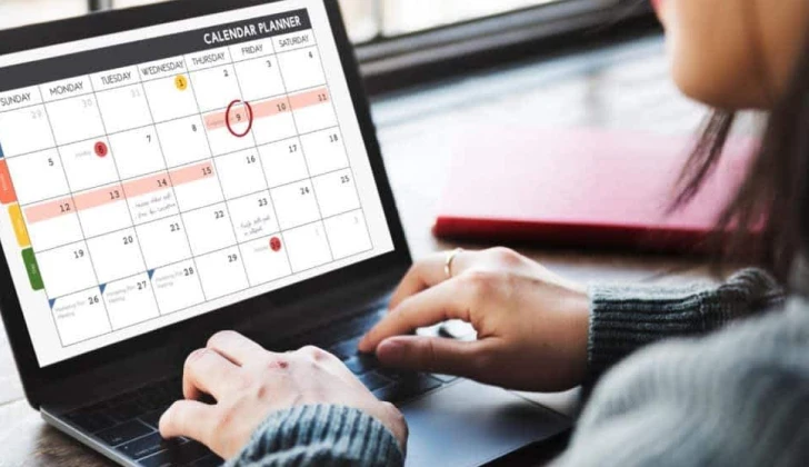 a person working on a content calendar