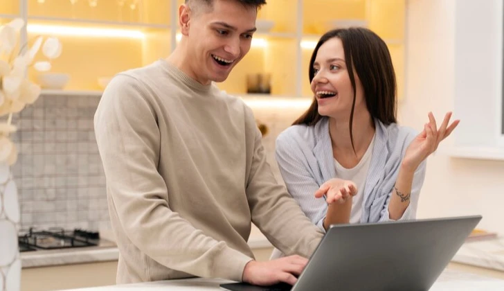 a man and woman having a chat
