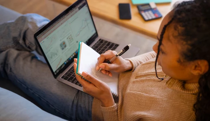a person analyzing her social media performance
