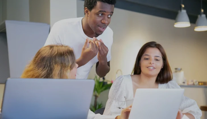 a group of content creators talking