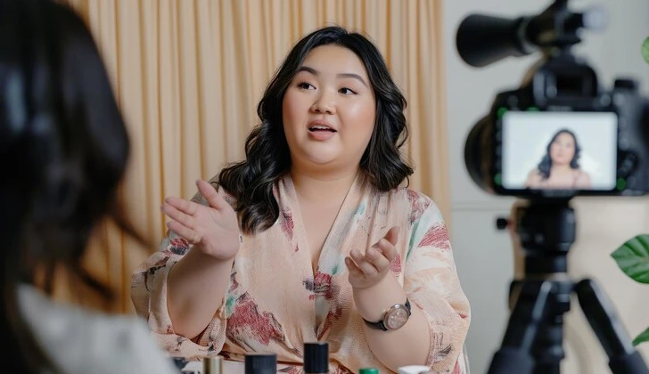 an influencer creating content