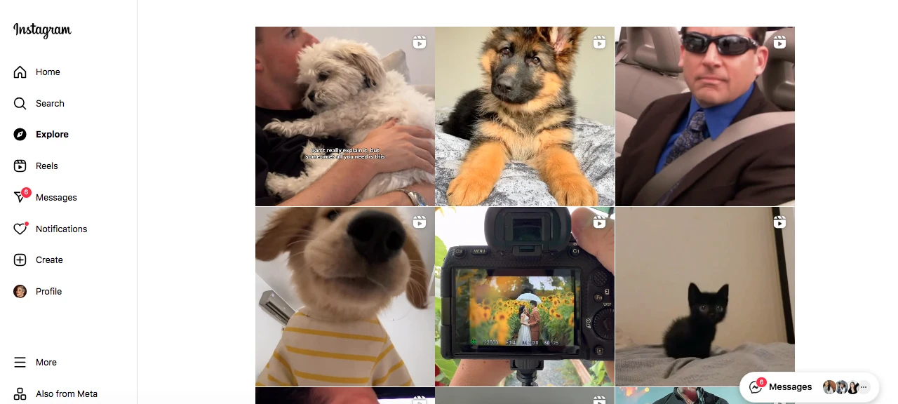 open Instagram on web browser