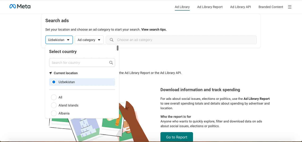 Select the appropriate country from the dropdown