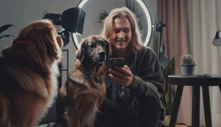 a pet influencer creating content