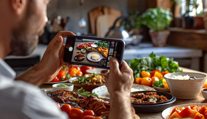 a food blogger creating content