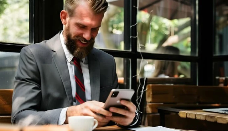 a business man checking his phone
