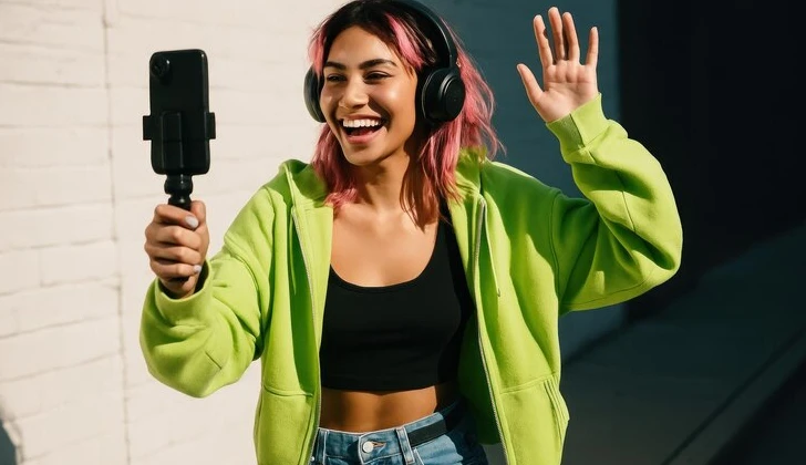 an influencer recording a video