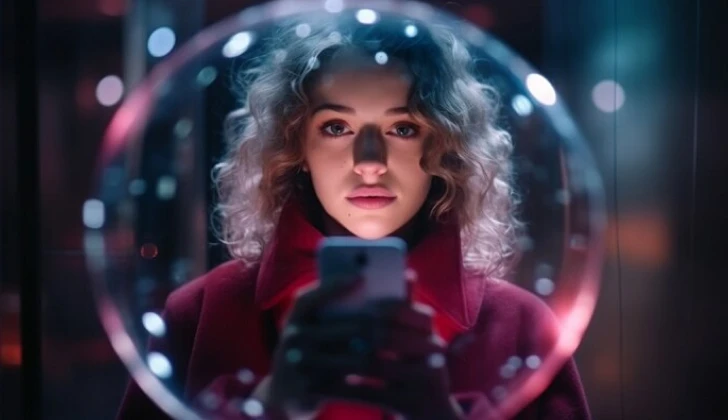 a girl checking her phone