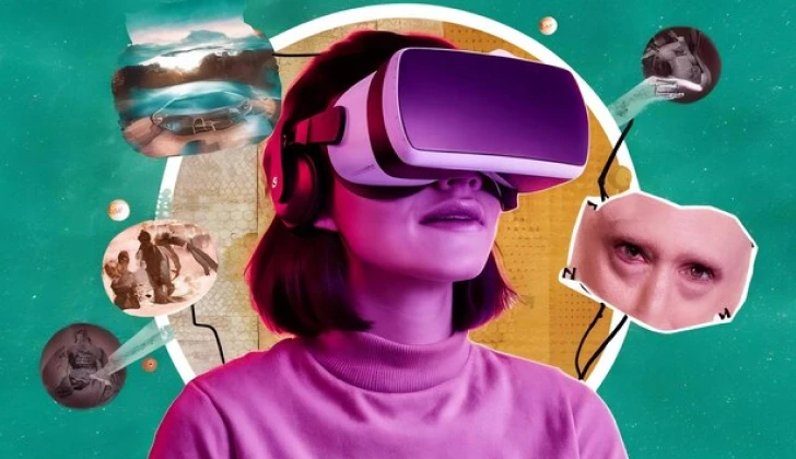 a girl with VR set