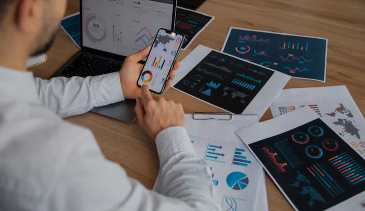 a man checking social media analytics