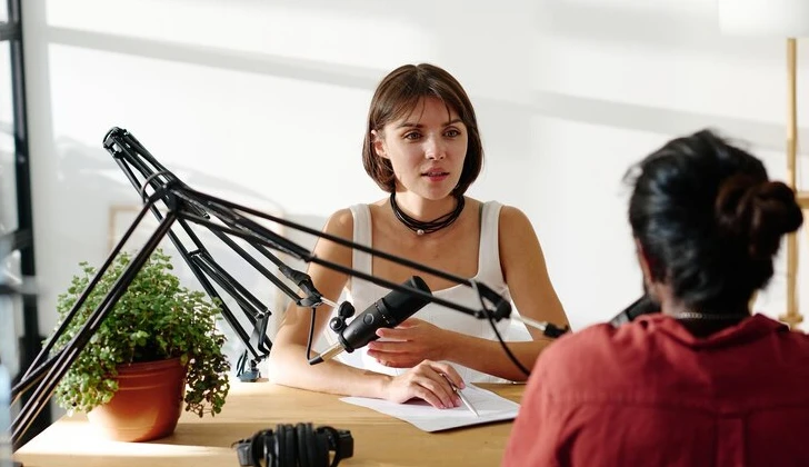 an influencer having and interview