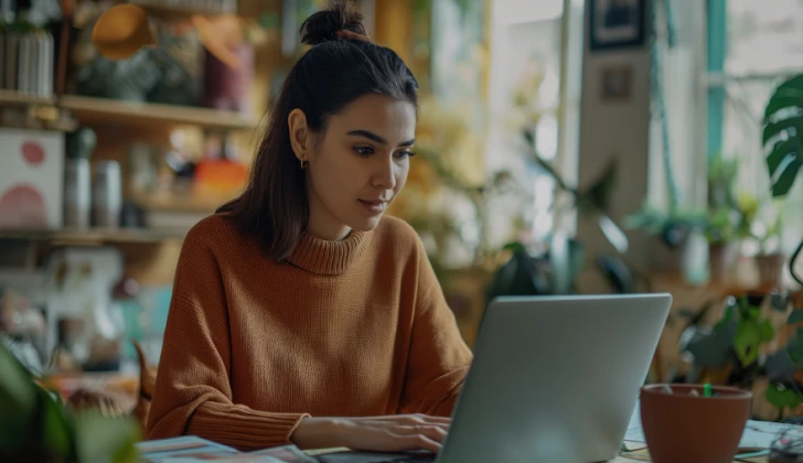 a woman using her laptop