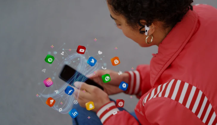 a woman using social media