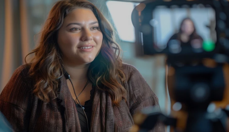 an influencer recording a video