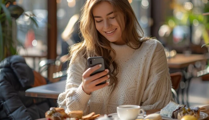 a girl checking her phone