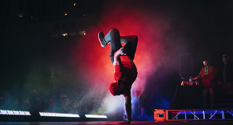 A man breakdancing