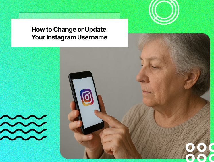 showing an elderly woman trying to work with Instagram