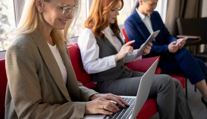 some girls working with their laptops