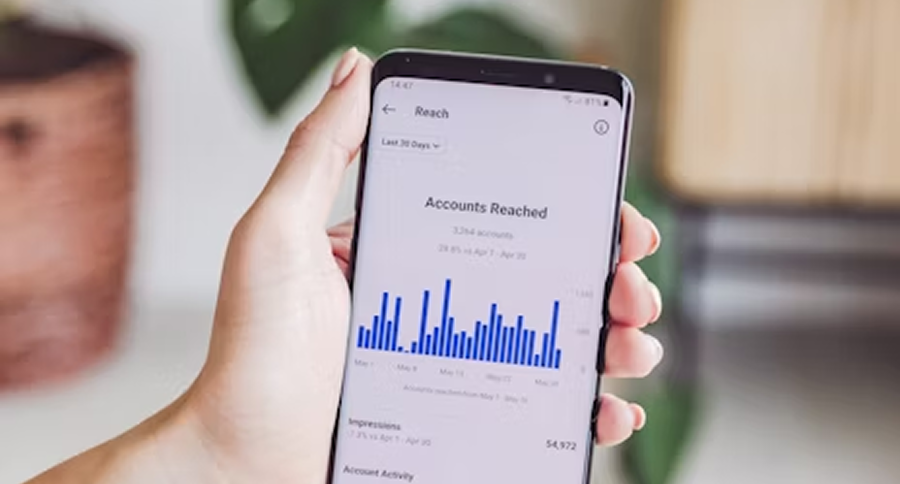 A phone showing a social media account analytics