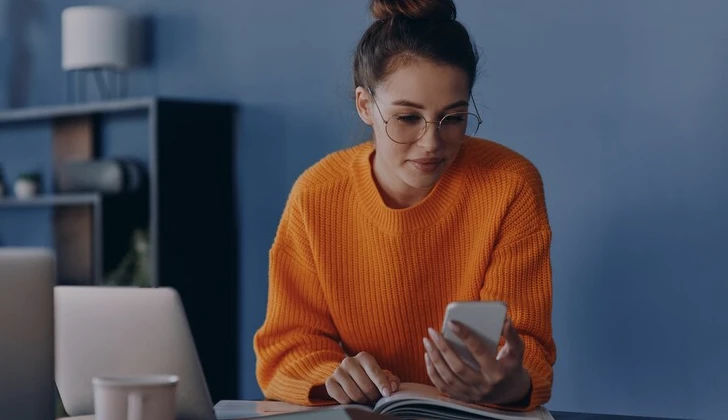 a girl checking her phone
