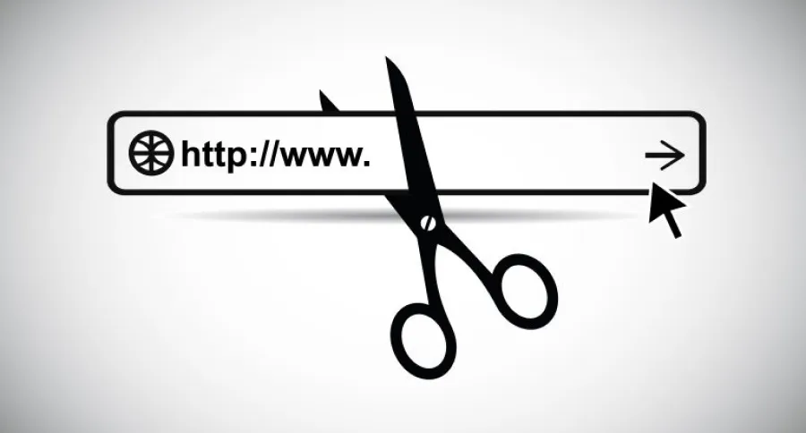A scissor cutting a URL short