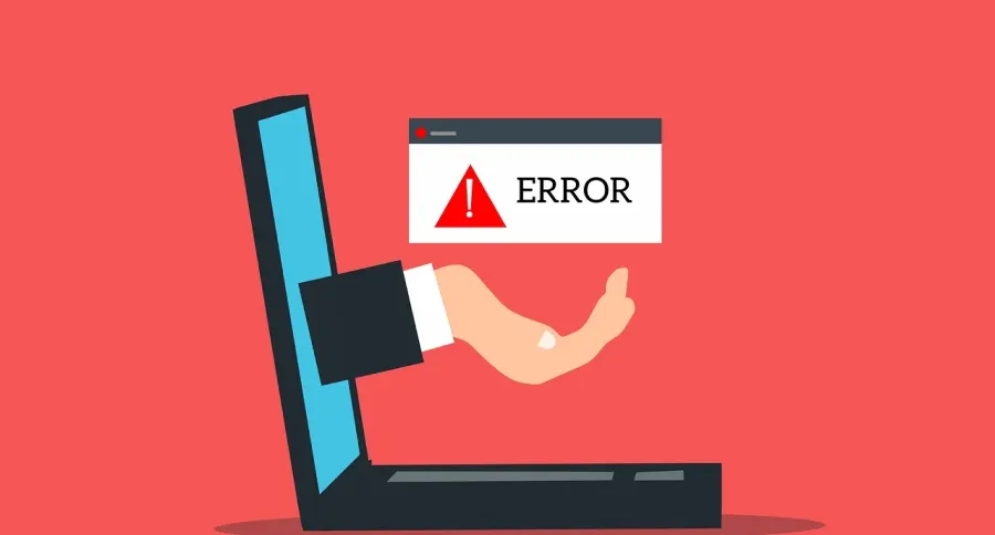 Error message in front of a laptop 