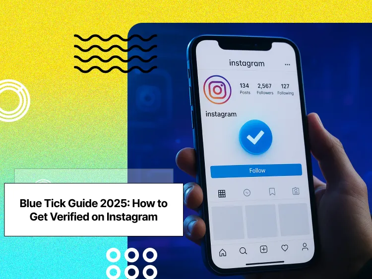 A hand holding a phone showing the profile page of an Instagram account
