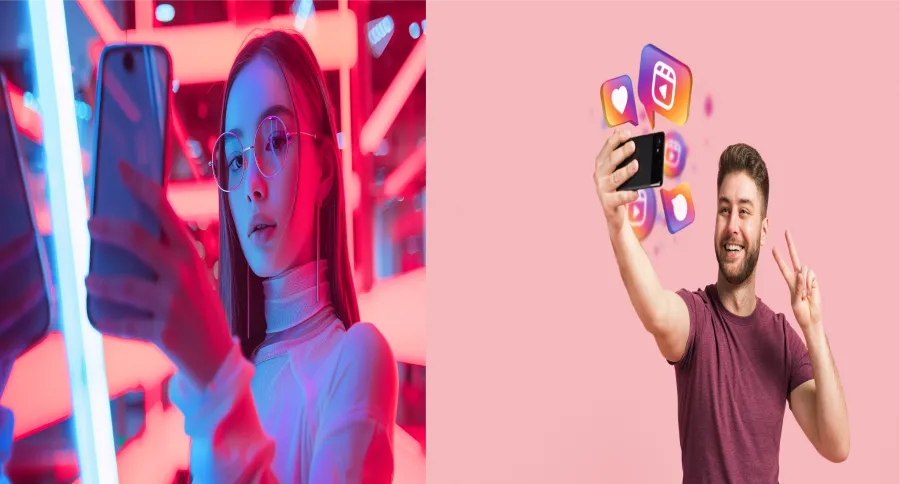 An AI influencer and a human influencer side by side