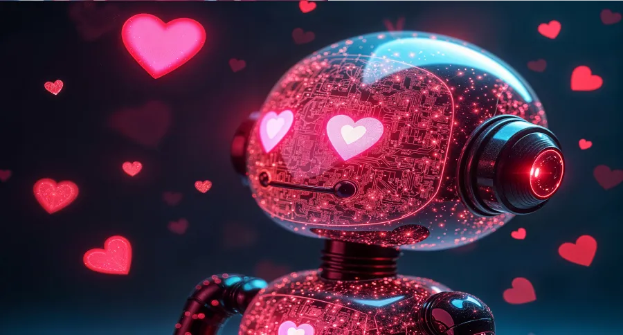 a robot with heart eyes