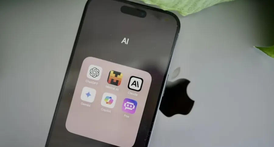 An app folder on a phone screen with different AI tools