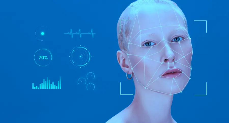 A woman's profile with some data beside it