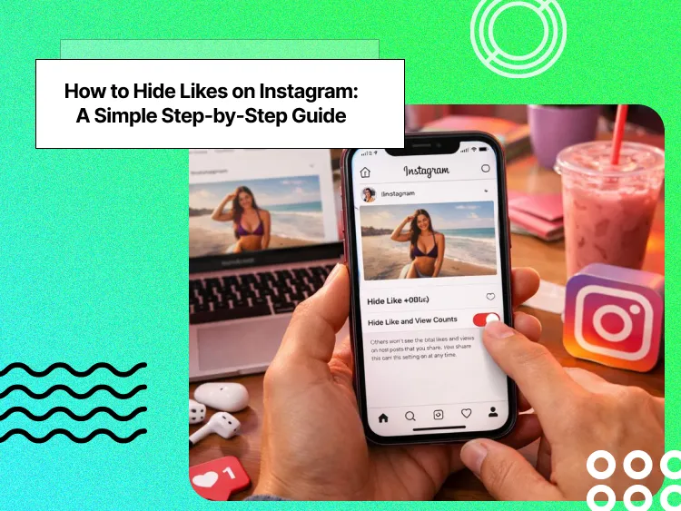 Someone using a phone, there is the picture of a woman in a bikini on the screen and the person is hiding likes