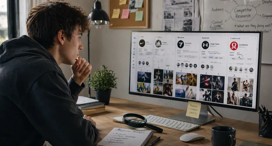 young GEN Z looking at a different social media profiles of brands