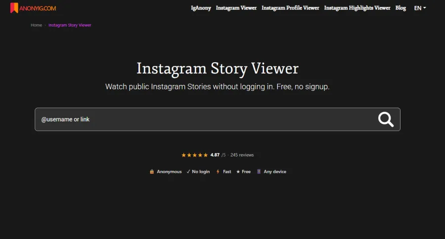 homepage of AnonIGViewer