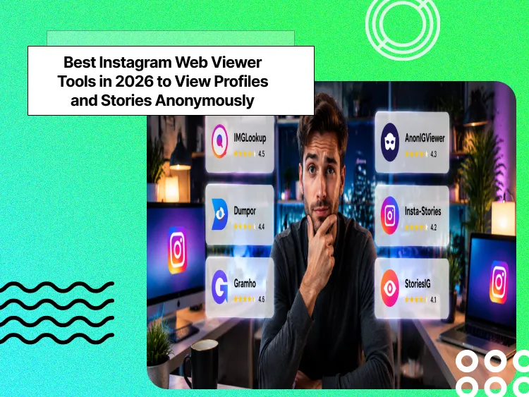 A man looking confused trying to decide between different Instagram viewing tools