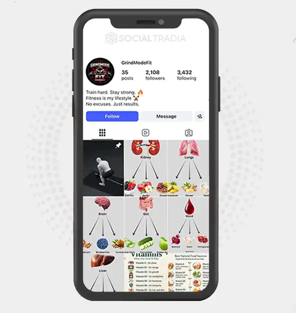 buy Instagram account grindmodefit1 (2.1k Followers)