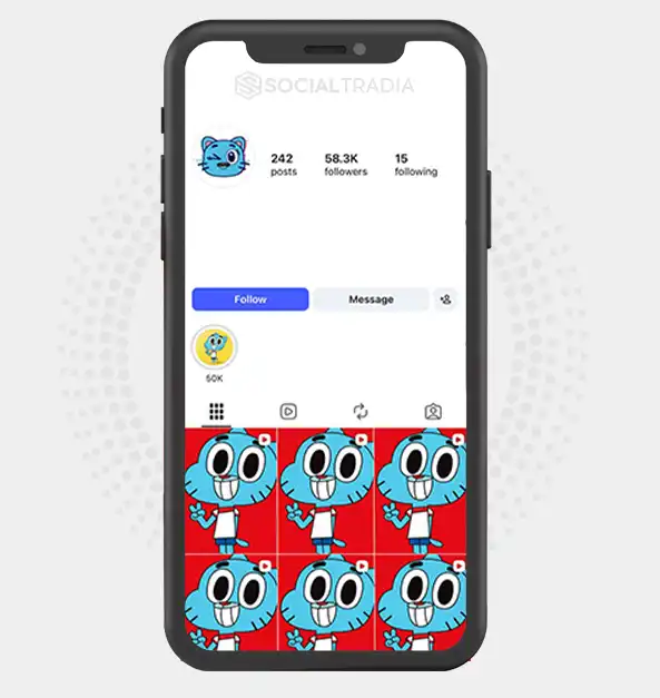 Instagram account Gumball World (63 k Followers)