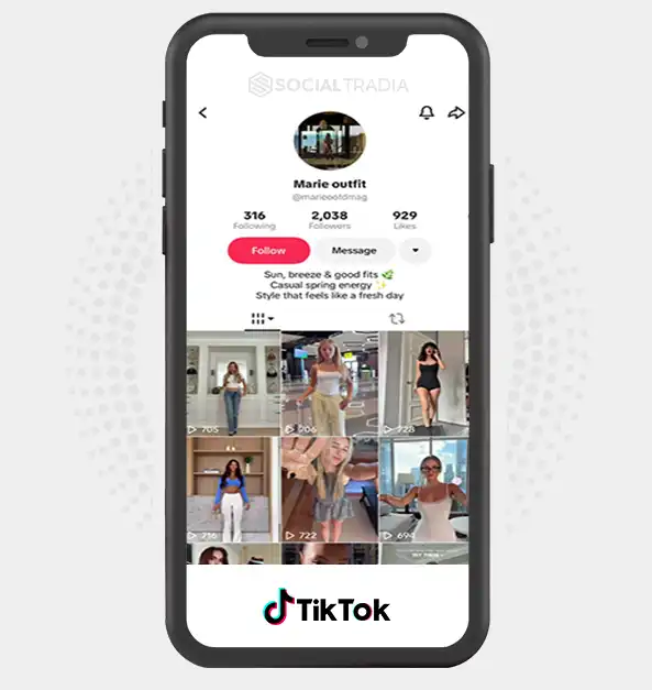 TikTok account marieootdmag (2k Followers)